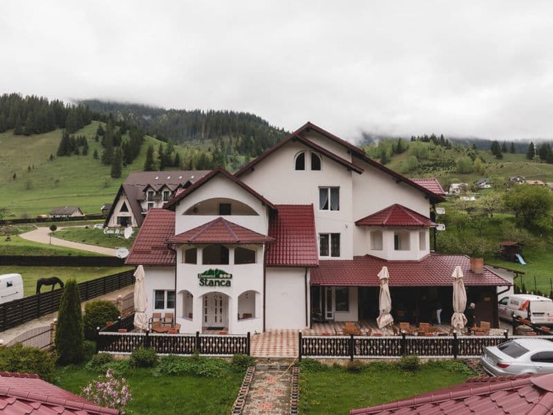Pensiunea Domeniul Stanca, vedere aeriană pe malul Bistriței